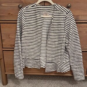 Striped Black and White Sweater Blazer - LOFT